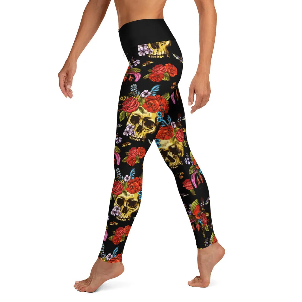 StinkBone Skull & Roses Yoga Leggings