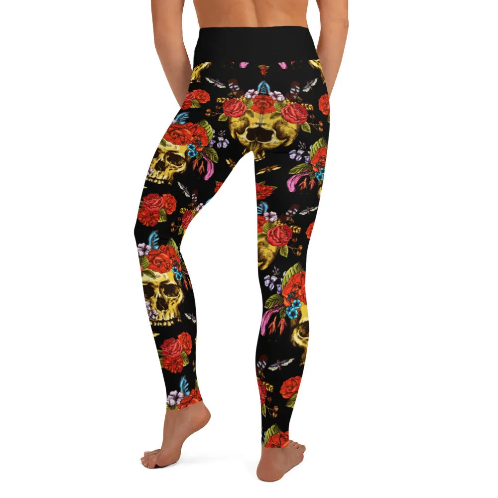 StinkBone Skull & Roses Yoga Leggings