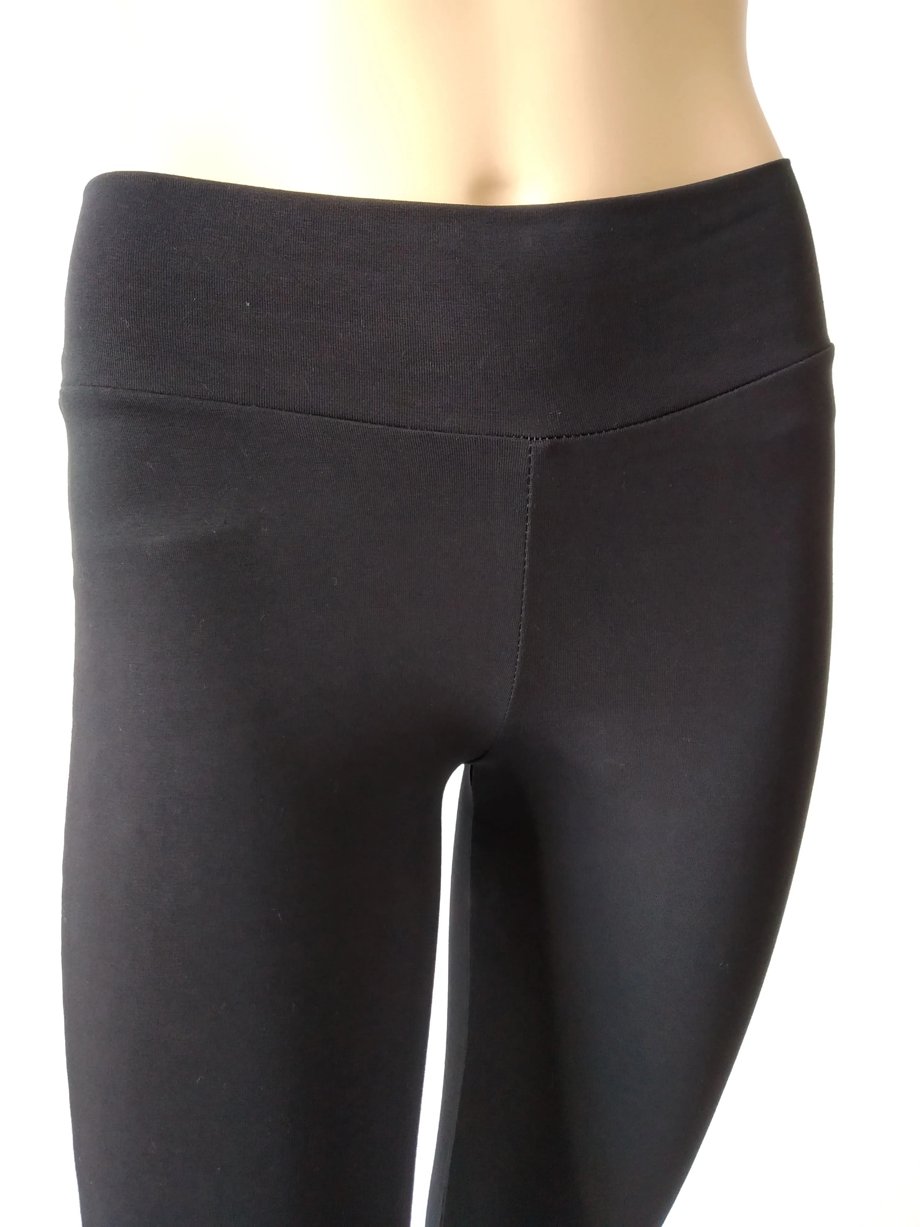 Straight Black Cotton Leggings