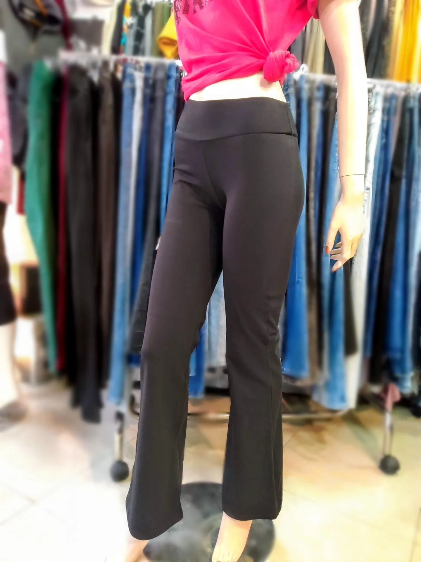 Straight Black Cotton Leggings