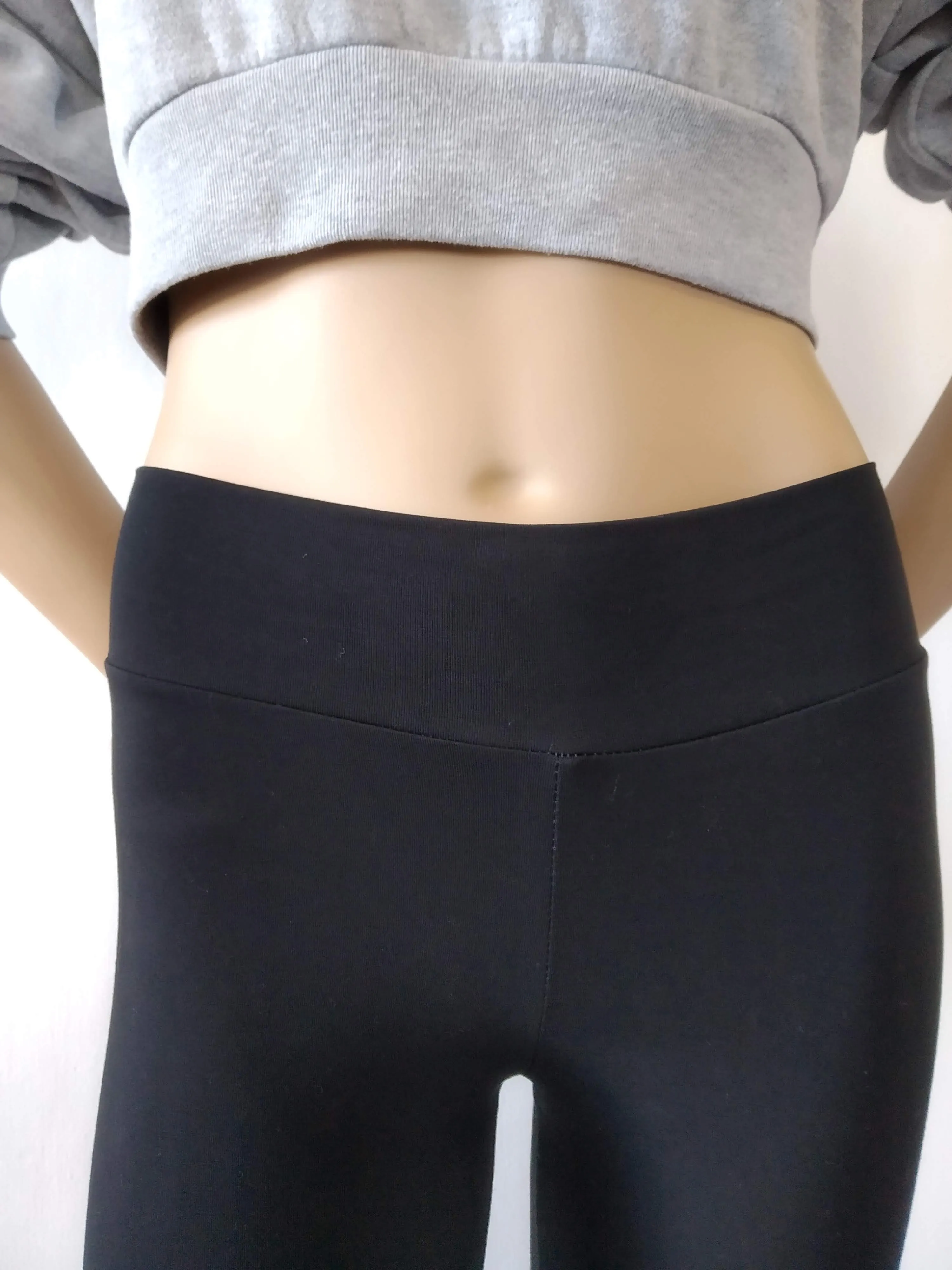 Straight Black Cotton Leggings