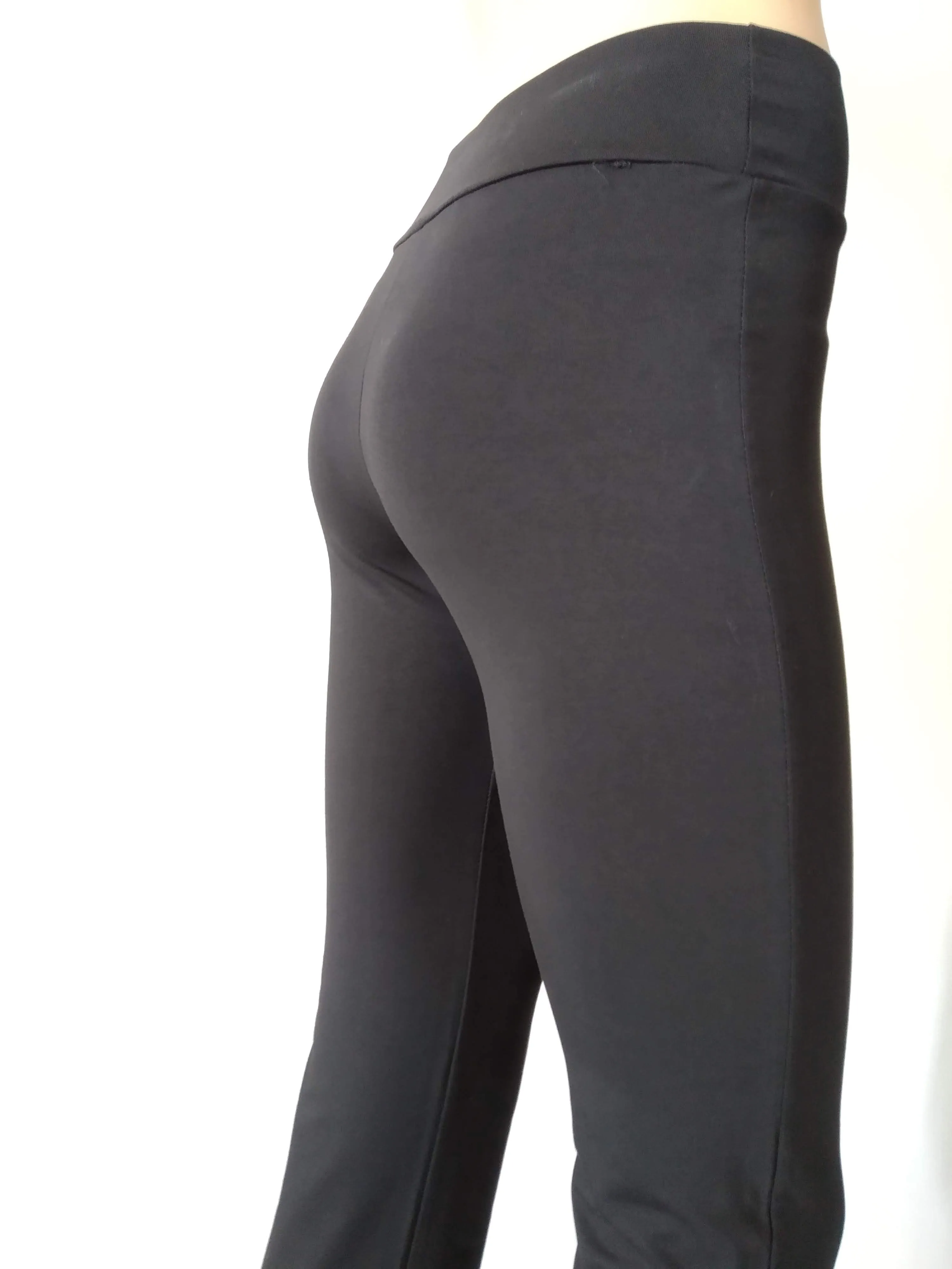 Straight Black Cotton Leggings