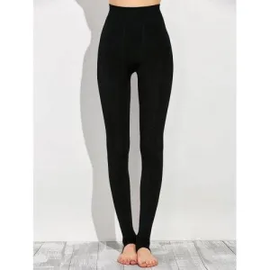 Stretchy Stirrup Leggings - Black One Size