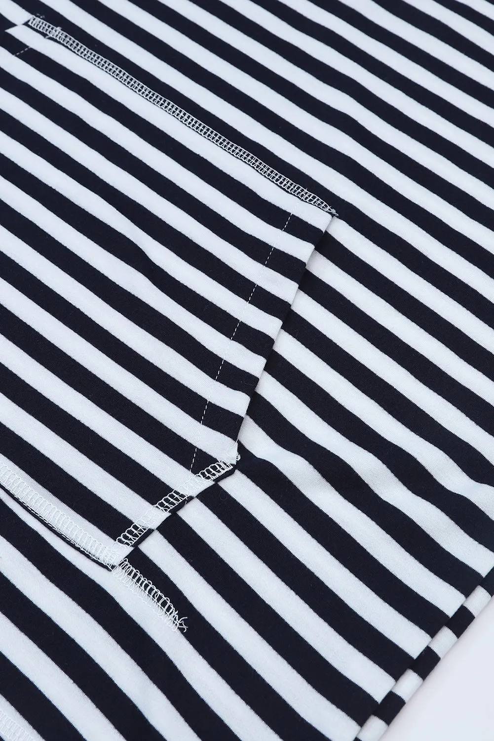 Stripe Kangaroo Pocket Drawstring Hoodie