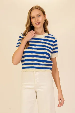 Stripe Short Sleeve Sweater