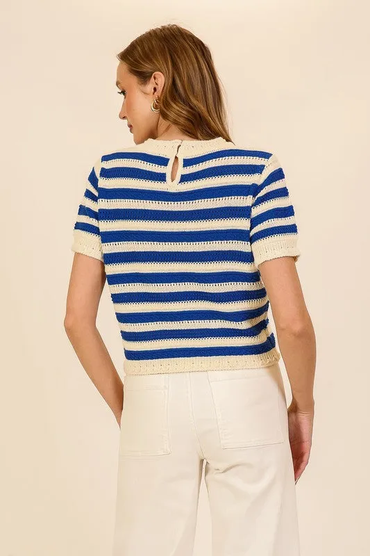 Stripe Short Sleeve Sweater