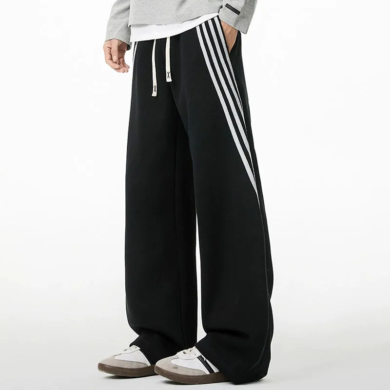 Striped Straight-Leg Drawstring Sweatpants