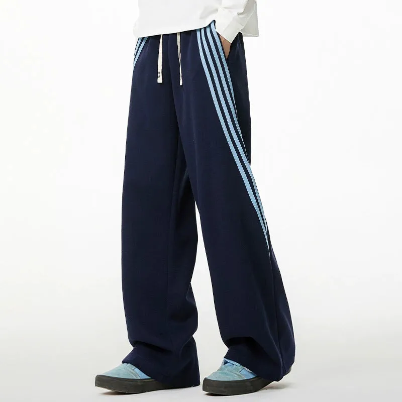 Striped Straight-Leg Drawstring Sweatpants