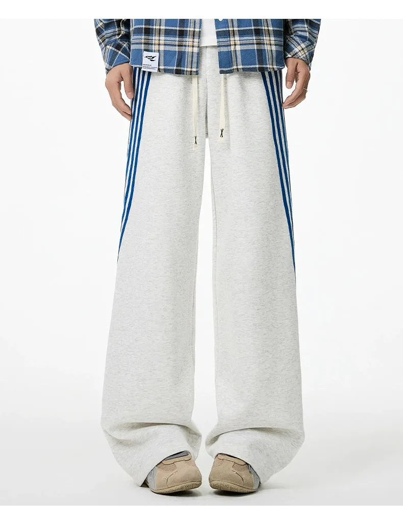 Striped Straight-Leg Drawstring Sweatpants