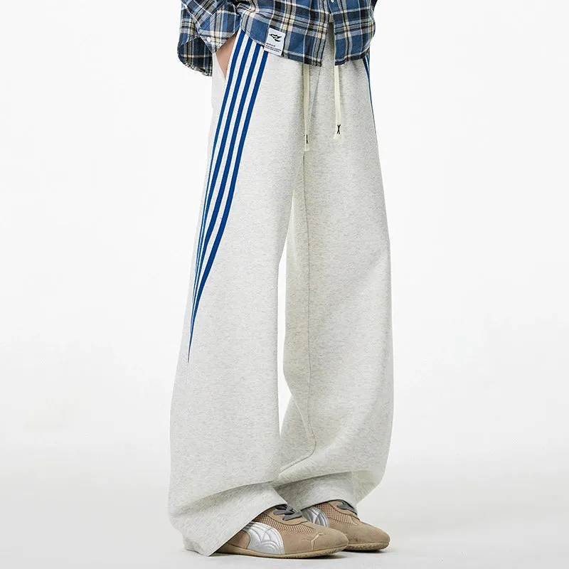 Striped Straight-Leg Drawstring Sweatpants