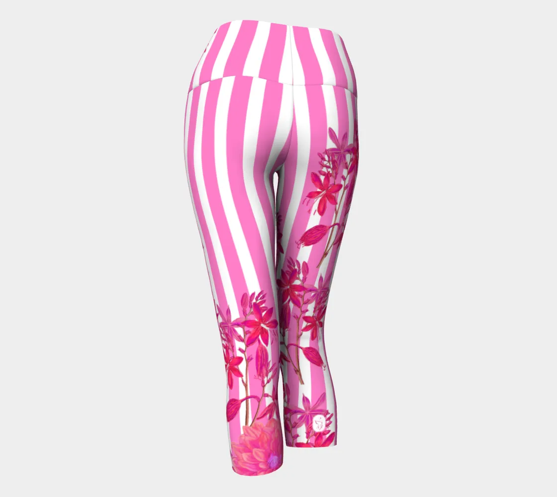 Stripes and Florals Pink Capri