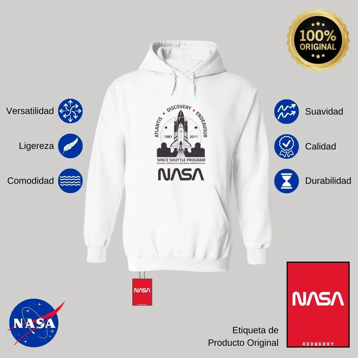Sudadera Mujer Hoodie Nasa Cohete
