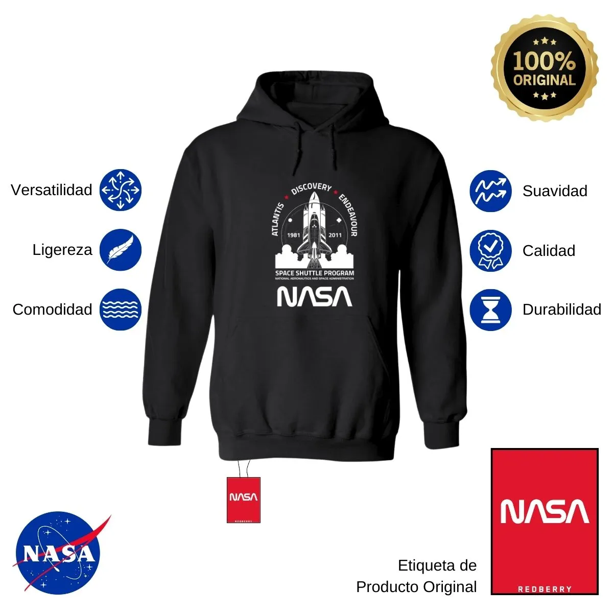 Sudadera Mujer Hoodie Nasa Cohete