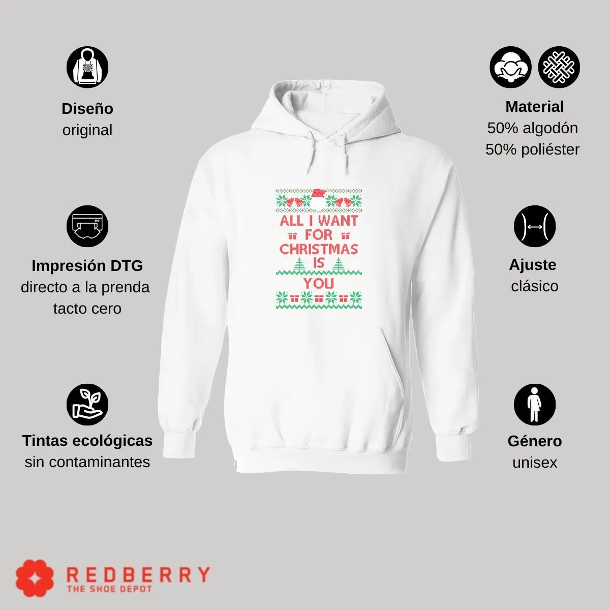 Sudadera Navideña Hombre Deportiva Hoodie 011