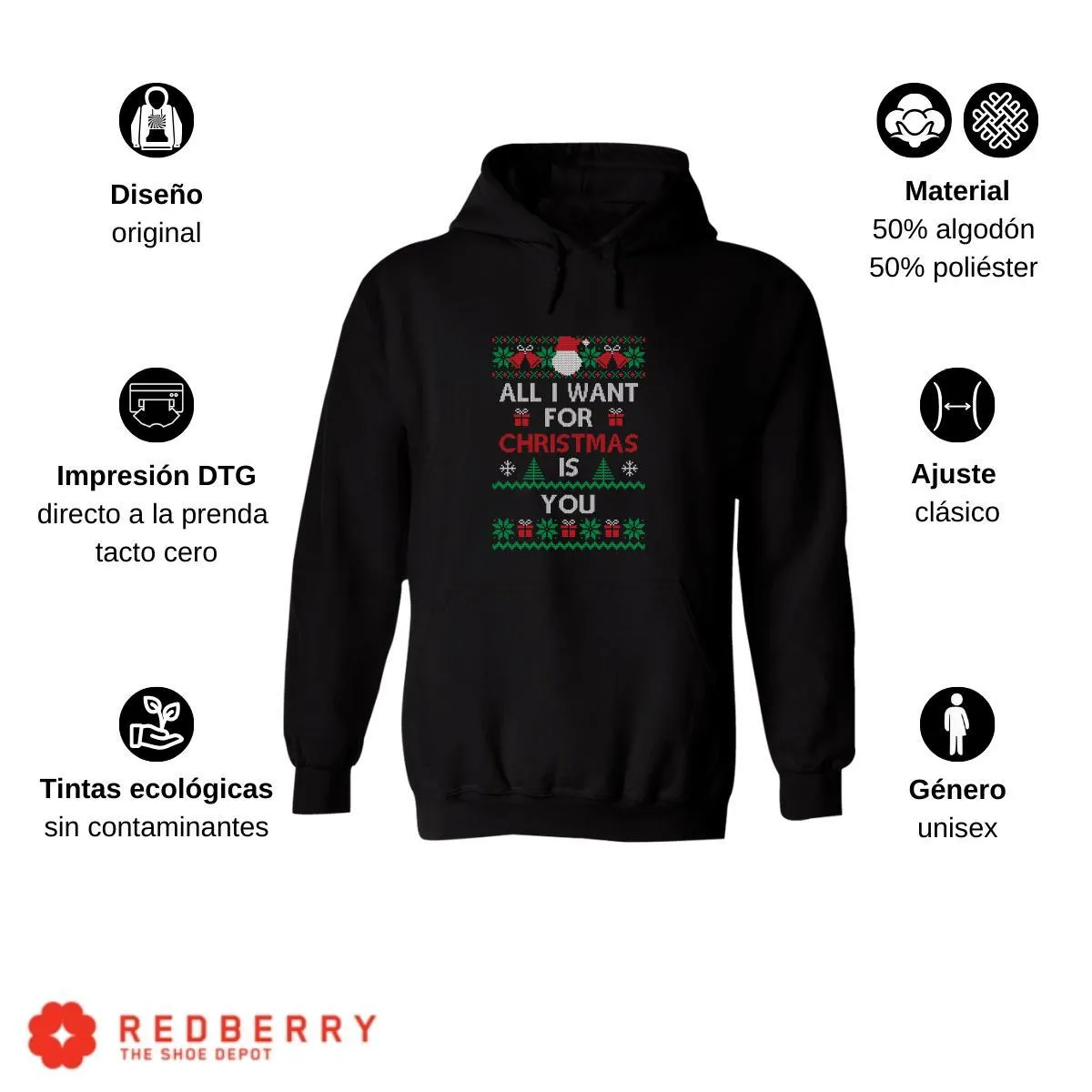 Sudadera Navideña Hombre Deportiva Hoodie 011