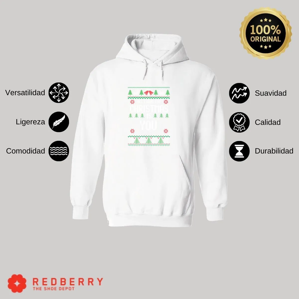 Sudadera Navideña Hombre Deportiva Hoodie 012
