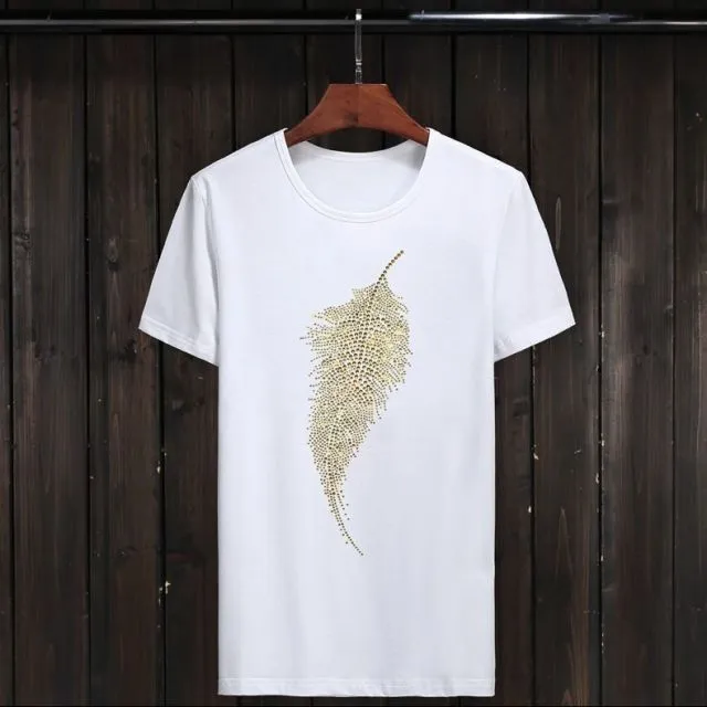 Summer Top Mens Rhinestones T Shirts