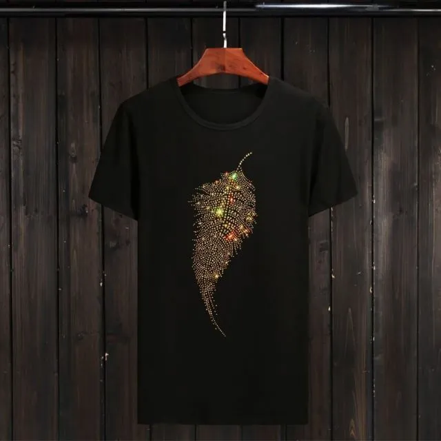 Summer Top Mens Rhinestones T Shirts