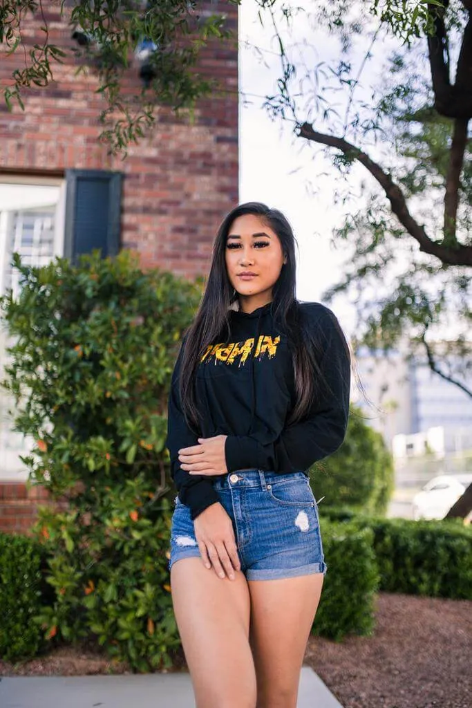 Sunflower Drippin | Black Crop Top Hoodie