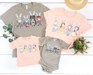 Super Heroes and Princess Easter Bunny Ears Family Matching Graphic Tee