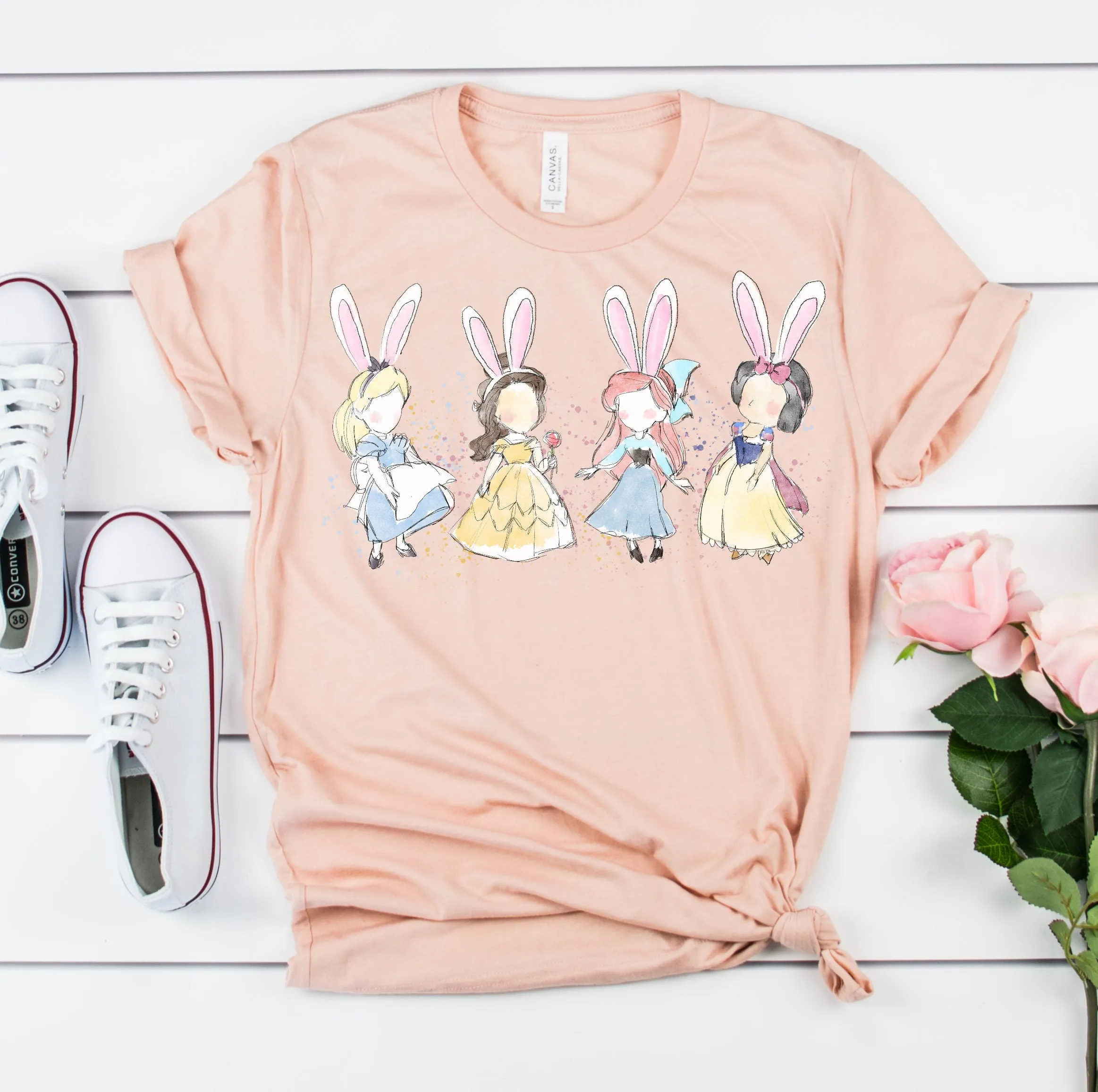 Super Heroes and Princess Easter Bunny Ears Family Matching Graphic Tee