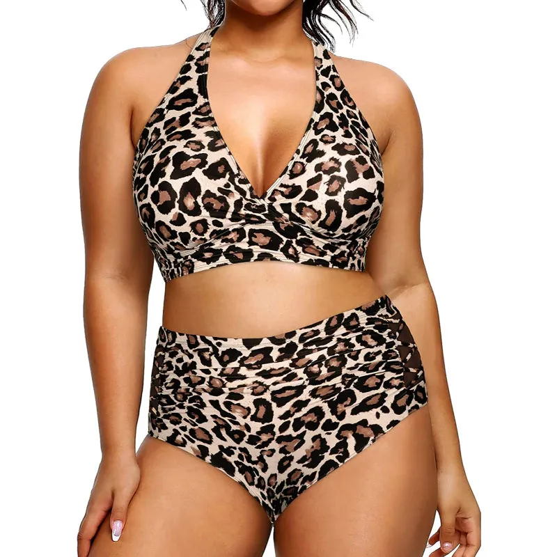 Super Stylish High Waisted Elastic Closure V-Neck Women's Bikini