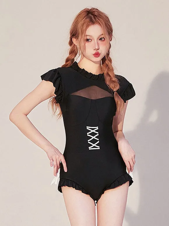 Sweet Lolita Outfits Black Ruffles Sleeveless Jumpsuit