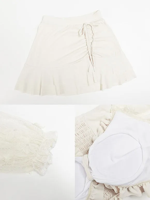 Sweet Lolita Outfits Ecru White Ruffles Butterfly Long Sleeves Top Pants