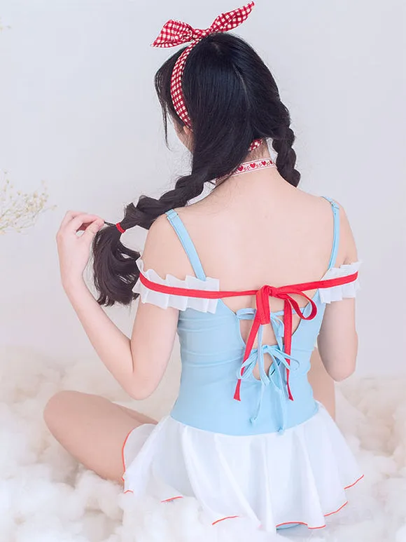 Sweet Lolita Outfits Light Sky Blue Lace Ruffles Sleeveless Jumpsuit