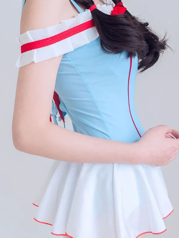 Sweet Lolita Outfits Light Sky Blue Lace Ruffles Sleeveless Jumpsuit