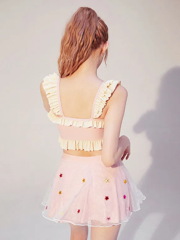 Sweet Lolita Outfits Pink Ruffles Bows Sleeveless Outfits