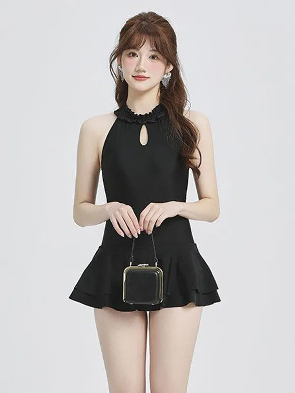 Sweet Lolita Swimsuits Black Ruffles Sleeveless Jumpsuit