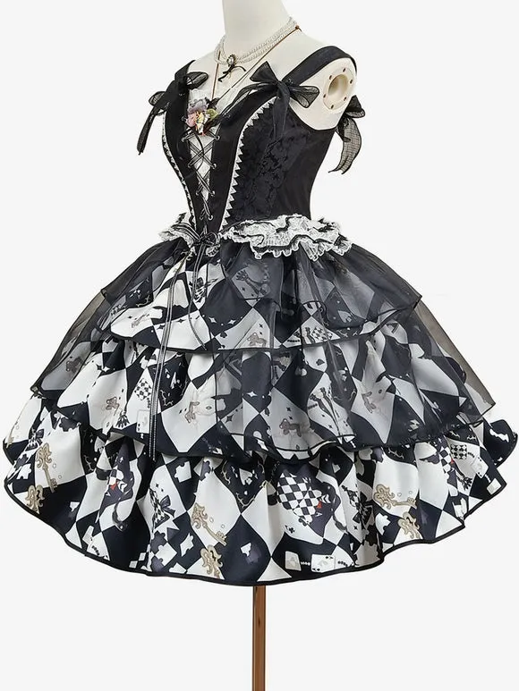 Sweet Lolita Swimsuits Black Sleeveless Top Overskirt
