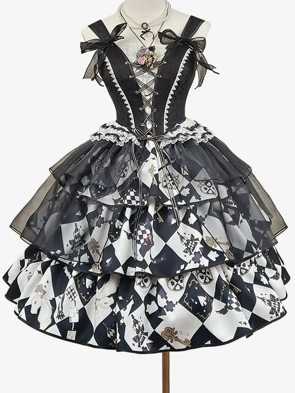 Sweet Lolita Swimsuits Black Sleeveless Top Overskirt