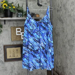 Swimsuits for All Womens Plus Size One Piece Dress Swimsuit Blue / Black 28