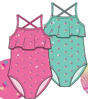 Swimwear Girls Sz 2-4 Rainbow Foil Unicorn Pattern One Piece Swimsuit, Size 2-4