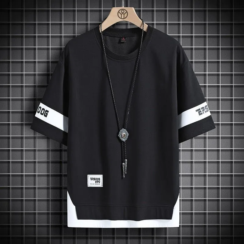 T-shirts Casual Classic Hip Hop Loose Mens Streetwear 2023 Summer Short Sleeves Black White Tshirt Tees Plus Oversize 5XL 6XL