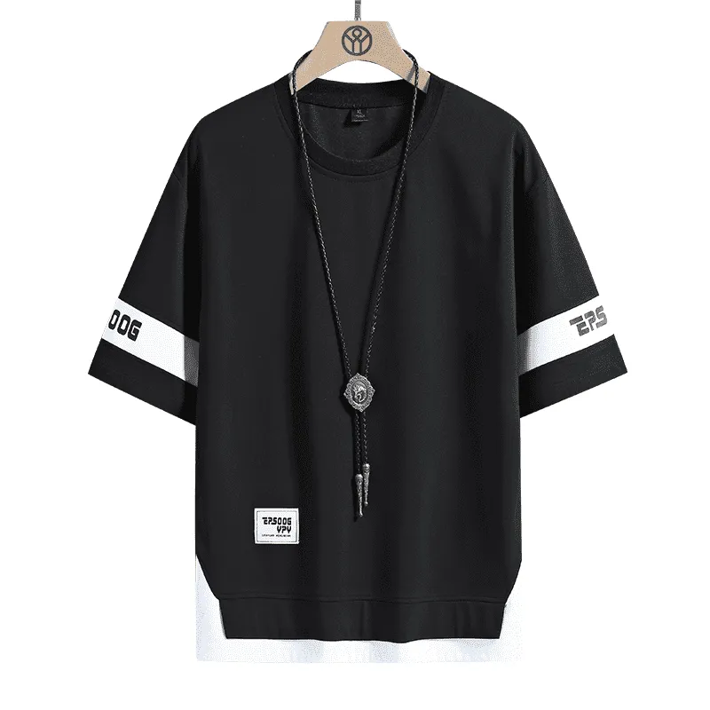 T-shirts Casual Classic Hip Hop Loose Mens Streetwear 2023 Summer Short Sleeves Black White Tshirt Tees Plus Oversize 5XL 6XL
