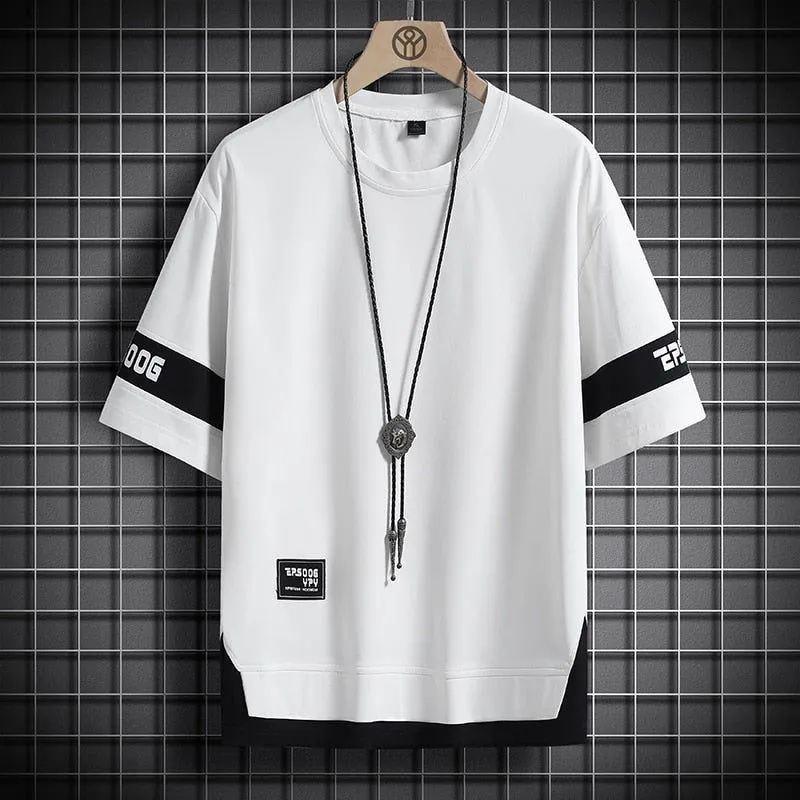 T-shirts Casual Classic Hip Hop Loose Mens Streetwear 2023 Summer Short Sleeves Black White Tshirt Tees Plus Oversize 5XL 6XL