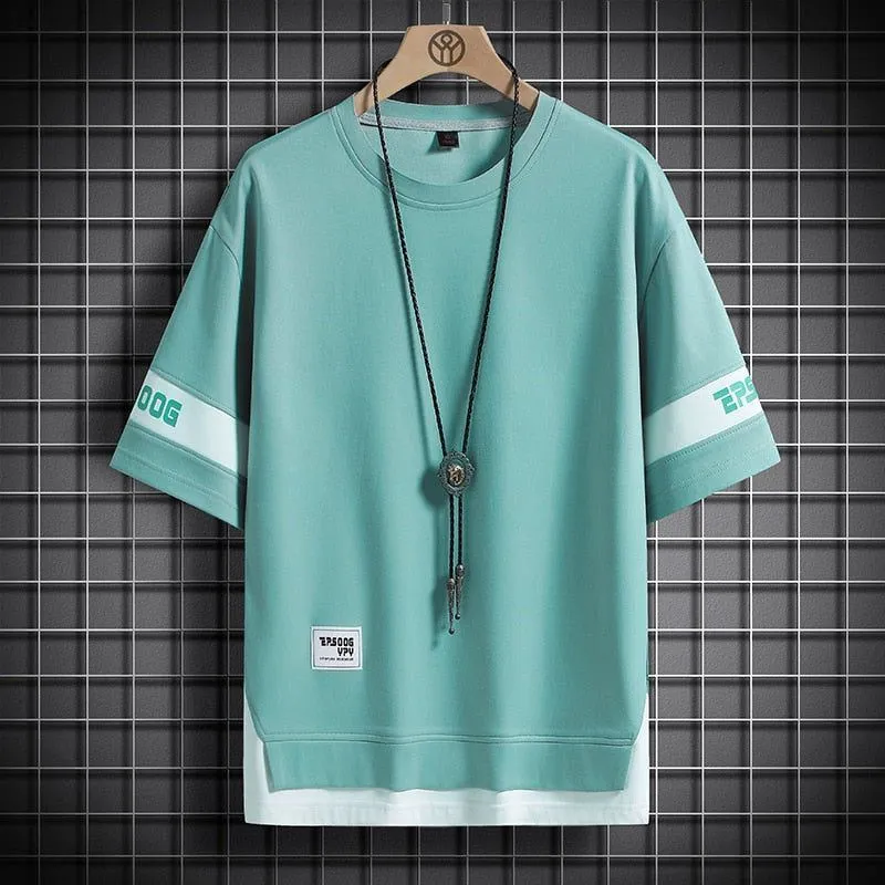 T-shirts Casual Classic Hip Hop Loose Mens Streetwear 2023 Summer Short Sleeves Black White Tshirt Tees Plus Oversize 5XL 6XL