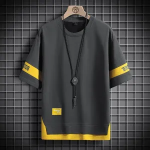 T-shirts Casual Classic Hip Hop Loose Mens Streetwear 2023 Summer Short Sleeves Black White Tshirt Tees Plus Oversize 5XL 6XL