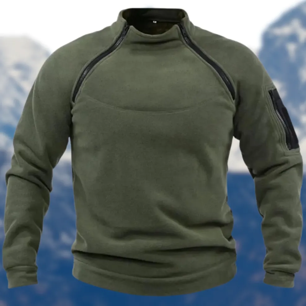 Tactical Fleece Sweater for Men with Zippered Pockets