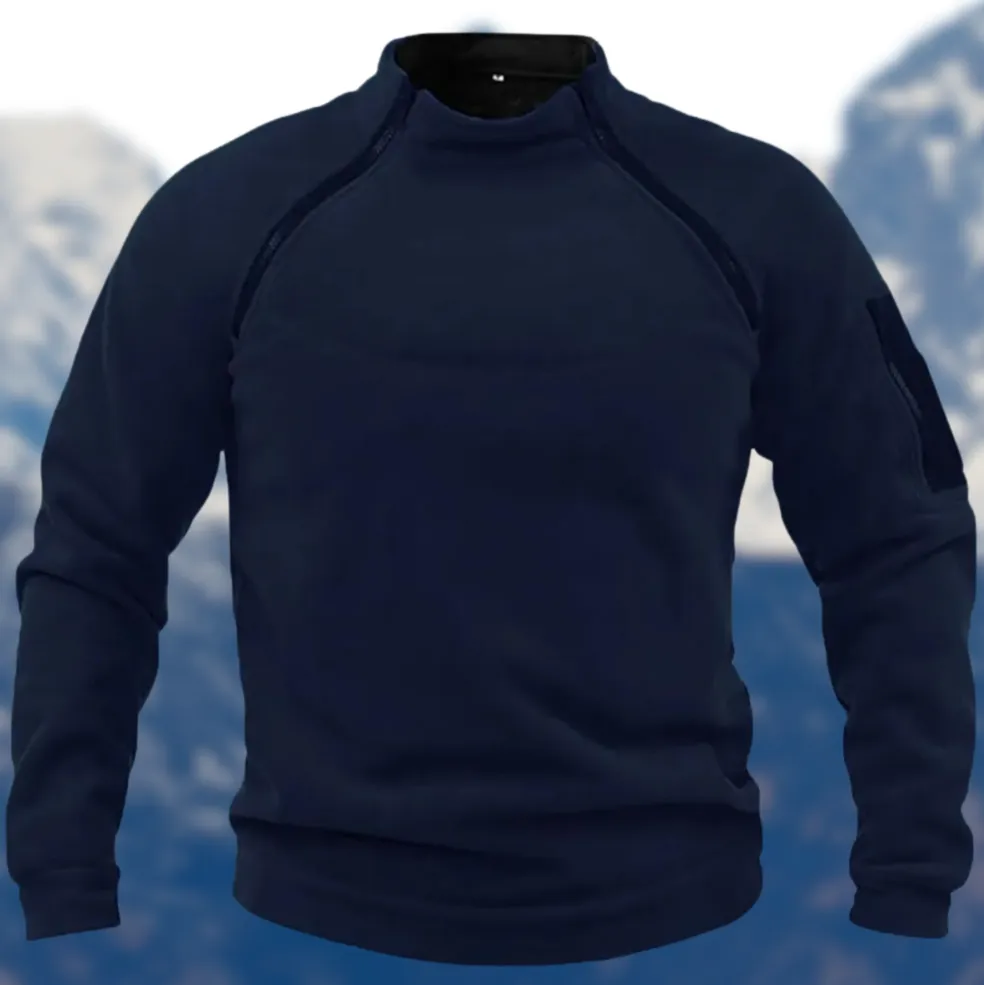 Tactical Fleece Sweater for Men with Zippered Pockets