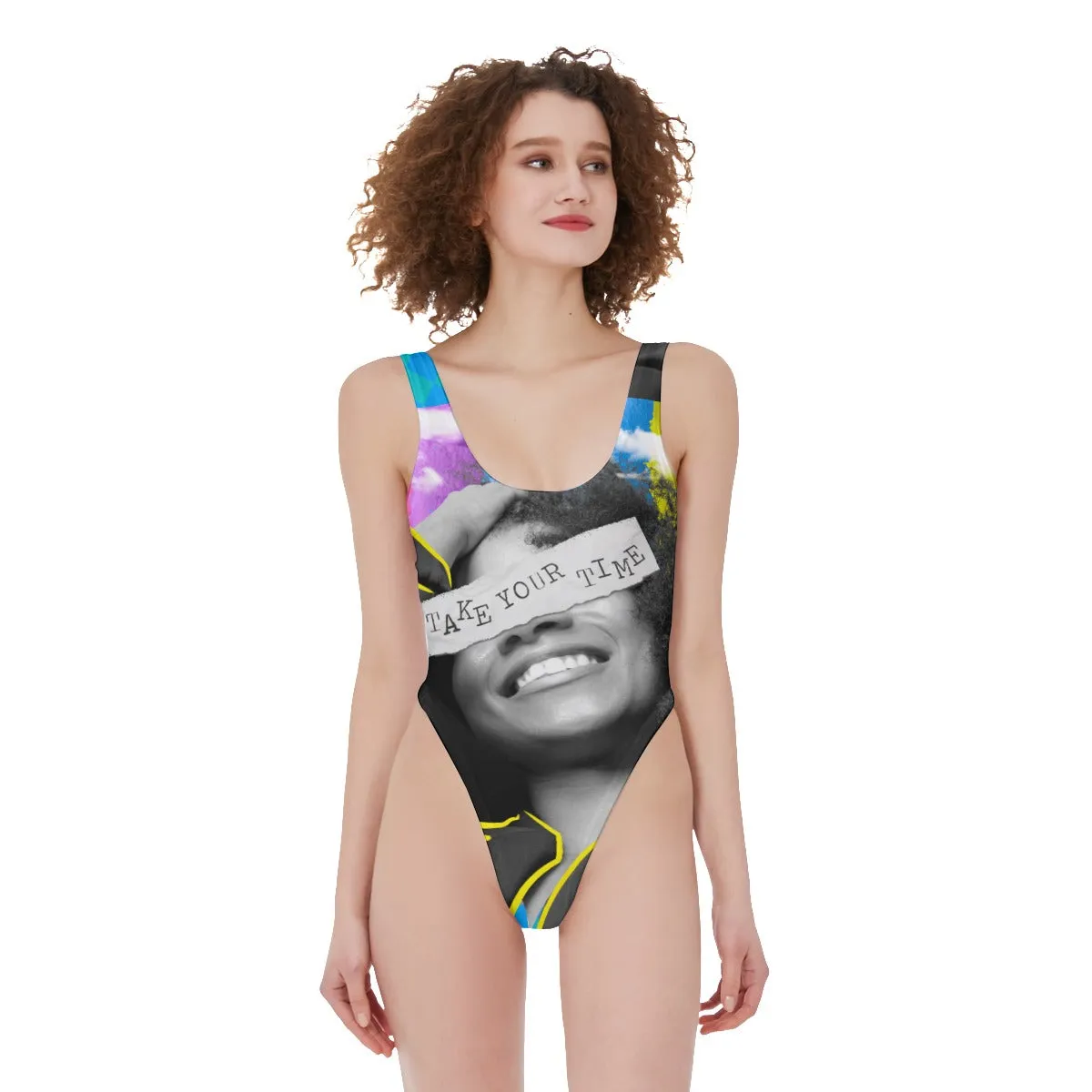 Take Your Time - Women's High Cut One-piece Swimsuit