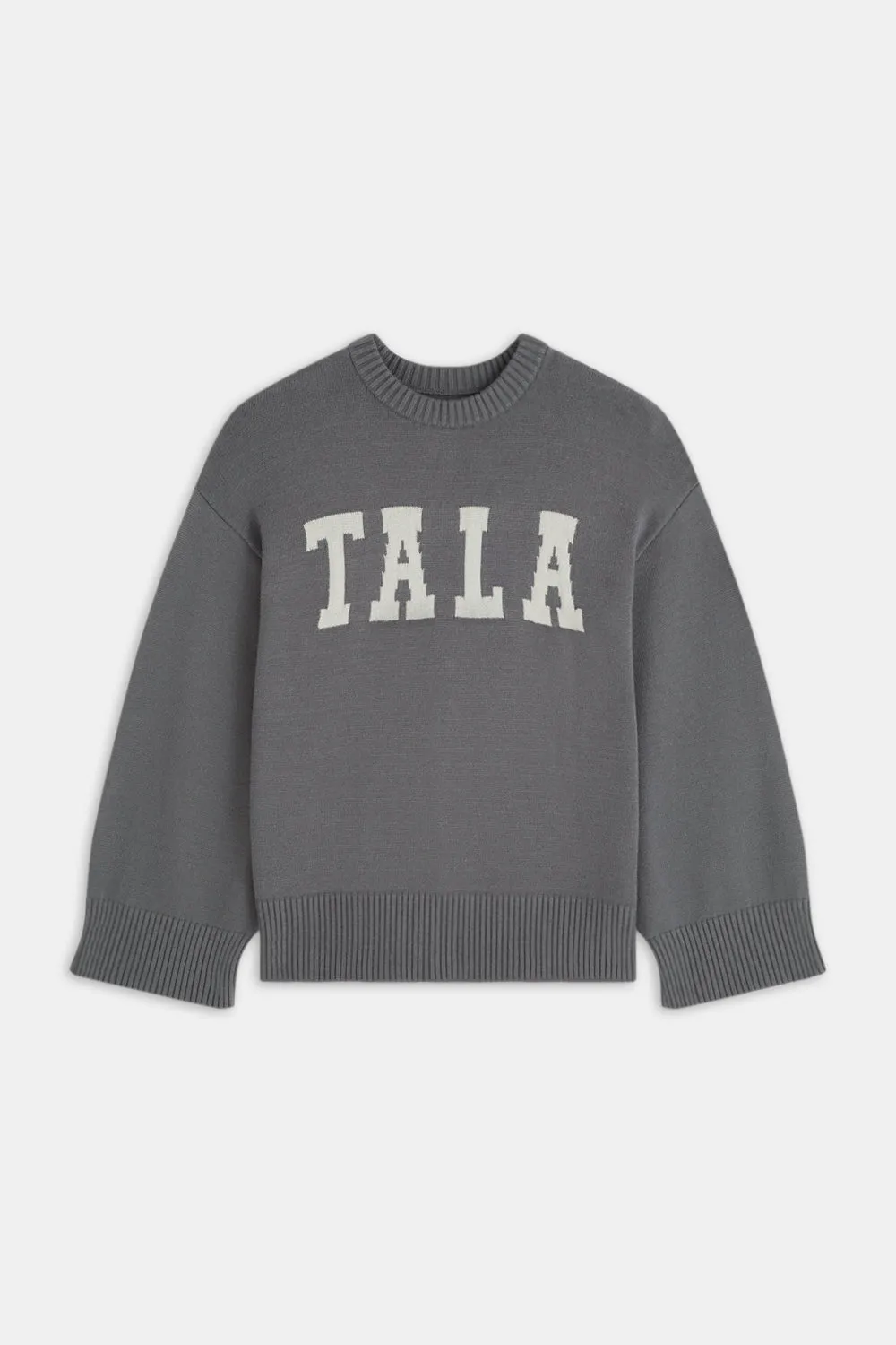 TALA LOGO KNIT SWEATER - CHARCOAL AND MILK