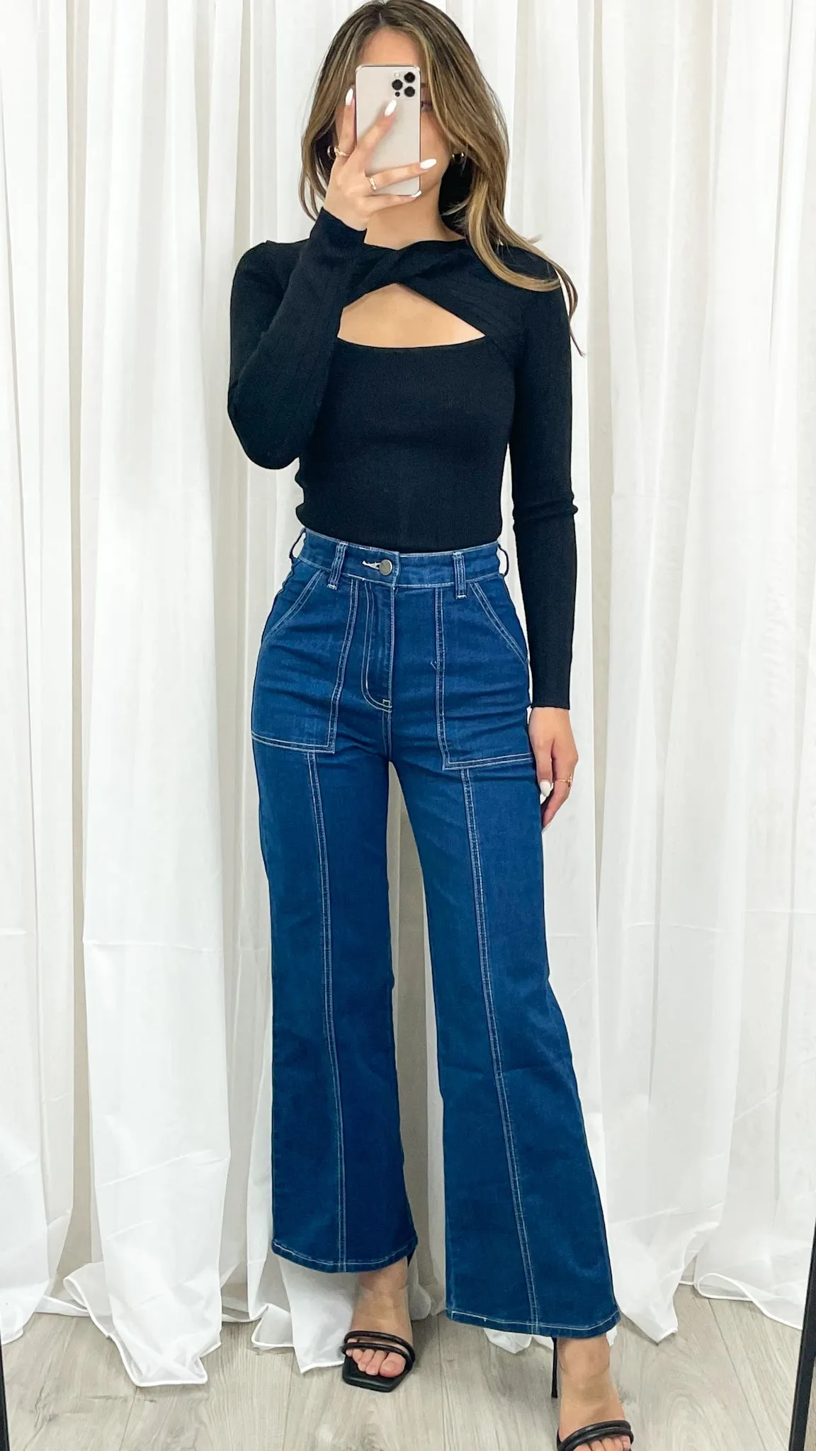 TAMIA KNIT TOP - BLACK
