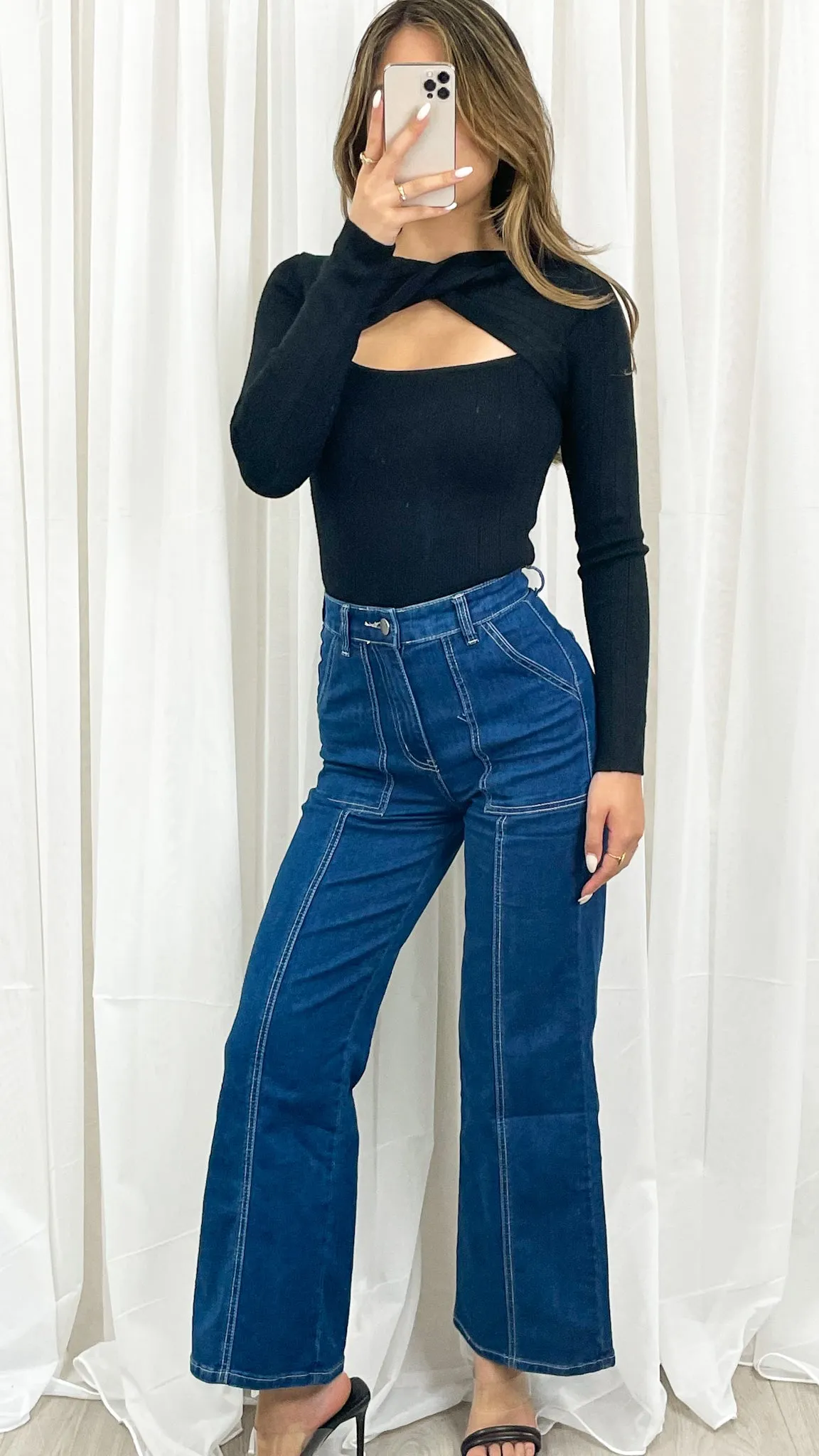 TAMIA KNIT TOP - BLACK