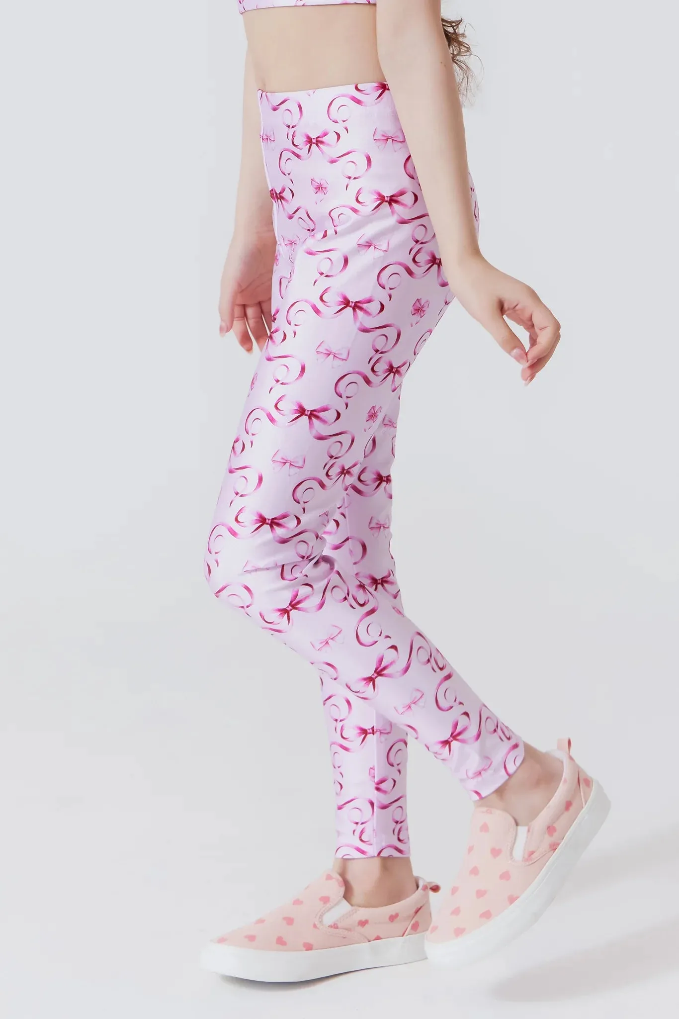 TEREZ- Girls Hi-Shine Leggings in Pink Bows