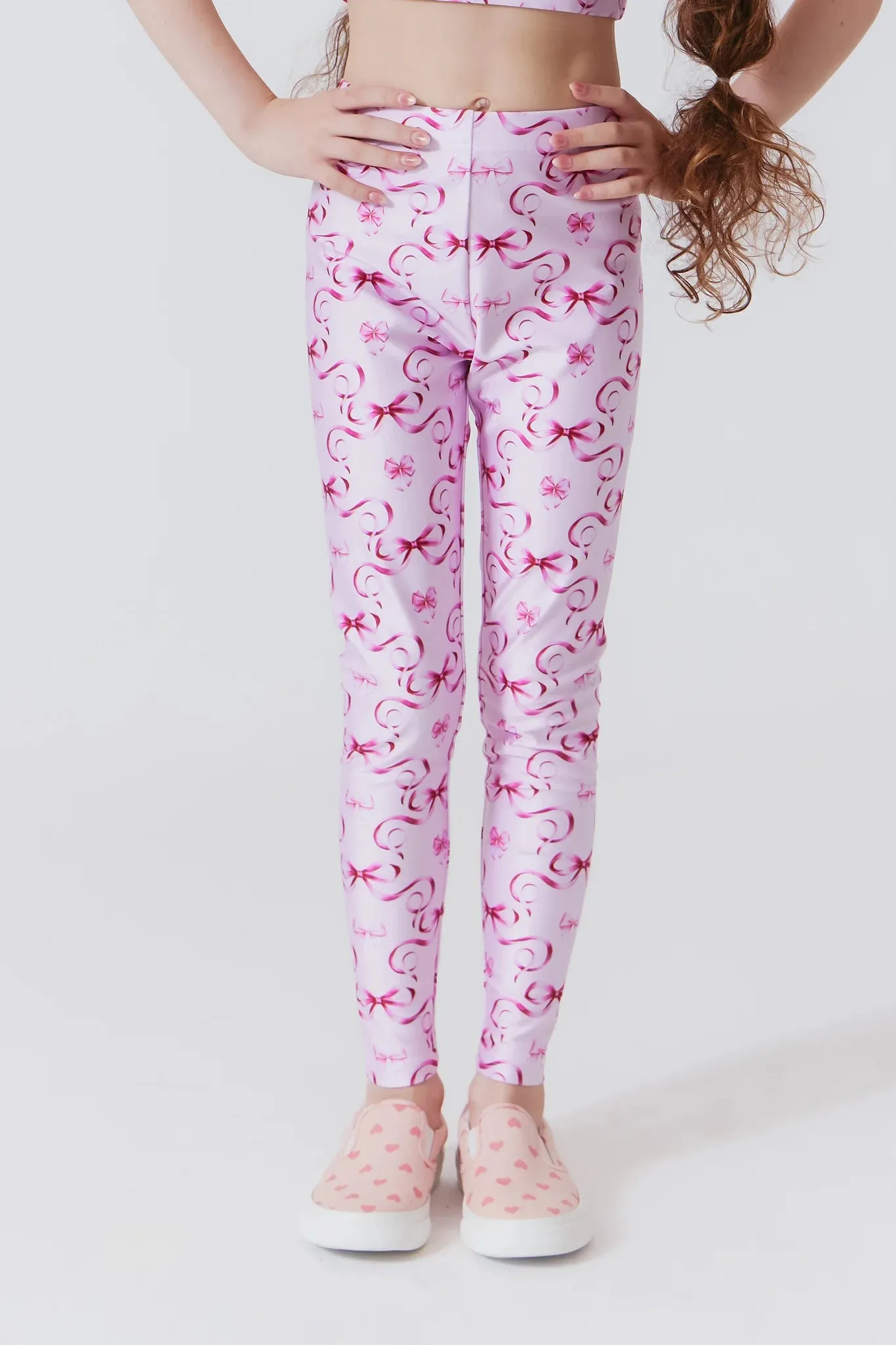 TEREZ- Girls Hi-Shine Leggings in Pink Bows