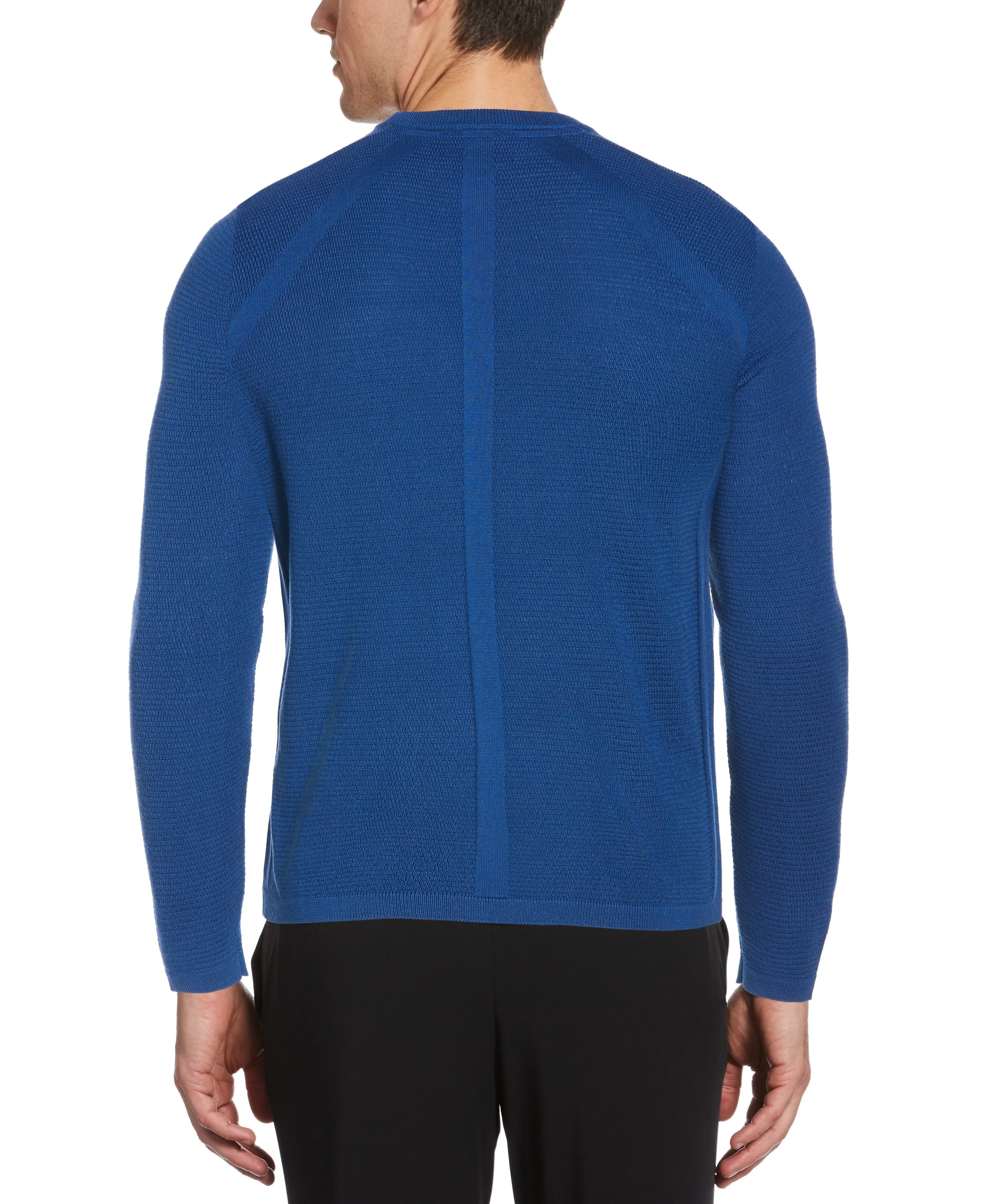 Textured Merino Wool Blend Crew Neck Sweater